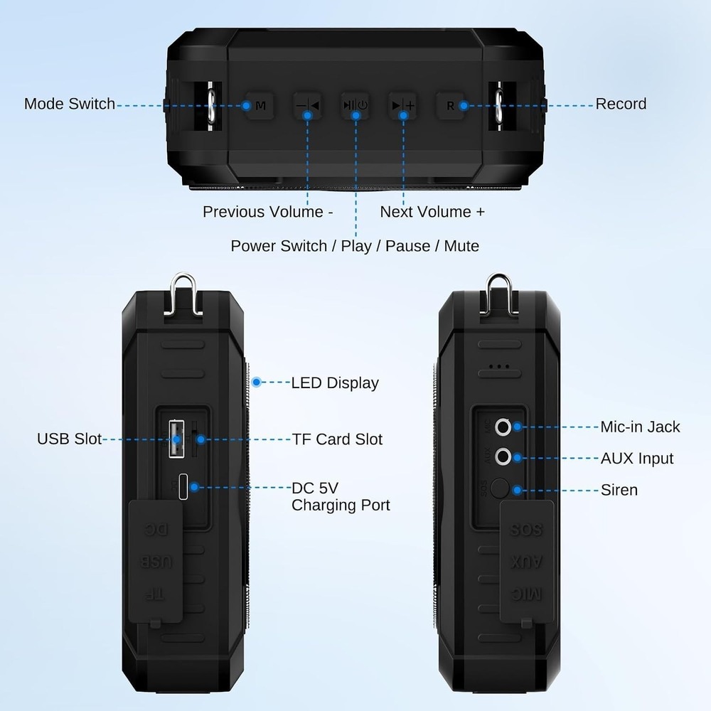 WinBridge M802 20W Portable Voice Amplifier Wireless Mic PA Bluetooth Speaker - Picture 4 of 8